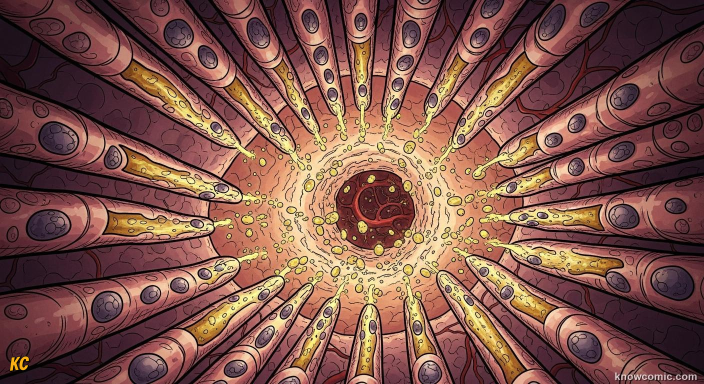 Small intestine villi: millions of finger-like projections absorbing nutrients into the blood