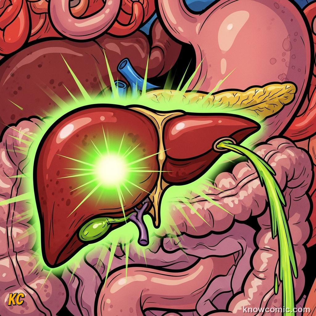 Liver producing bile to emulsify and help digest dietary fats