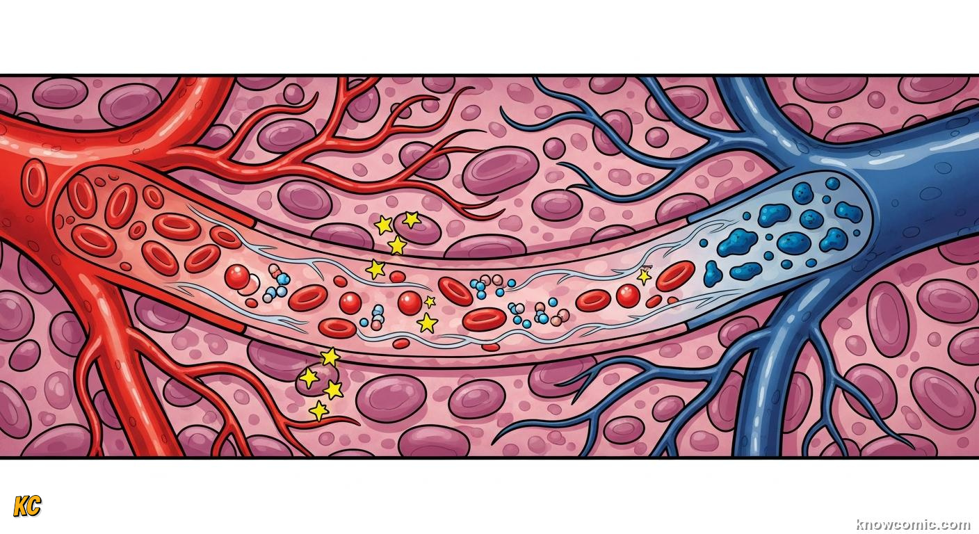 Capillaries: tiny exchange vessels delivering oxygen and collecting carbon dioxide from cells