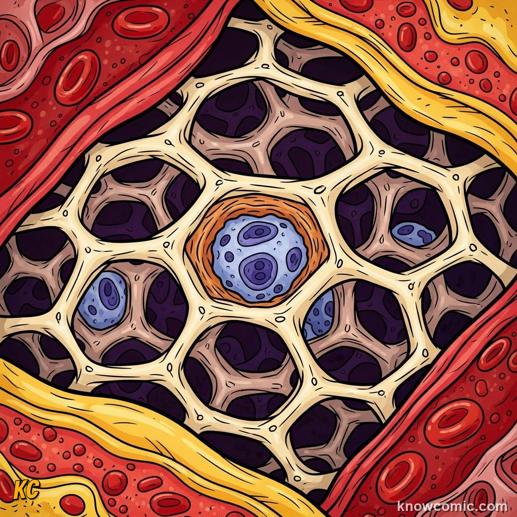 Spongy bone: lattice of tiny struts making bone strong yet light