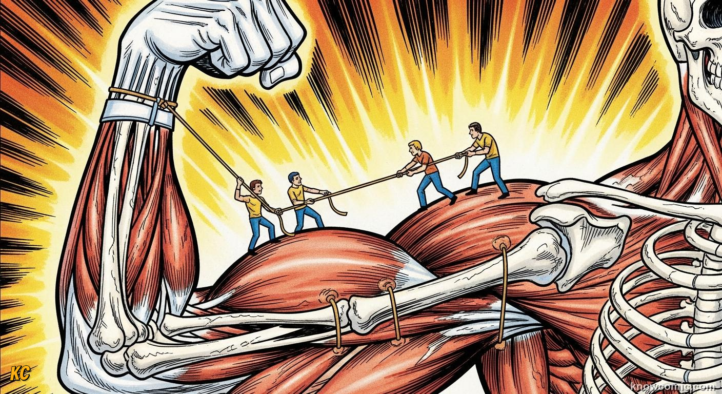 Skeletal muscles contracting to pull bones like levers creating all body movement
