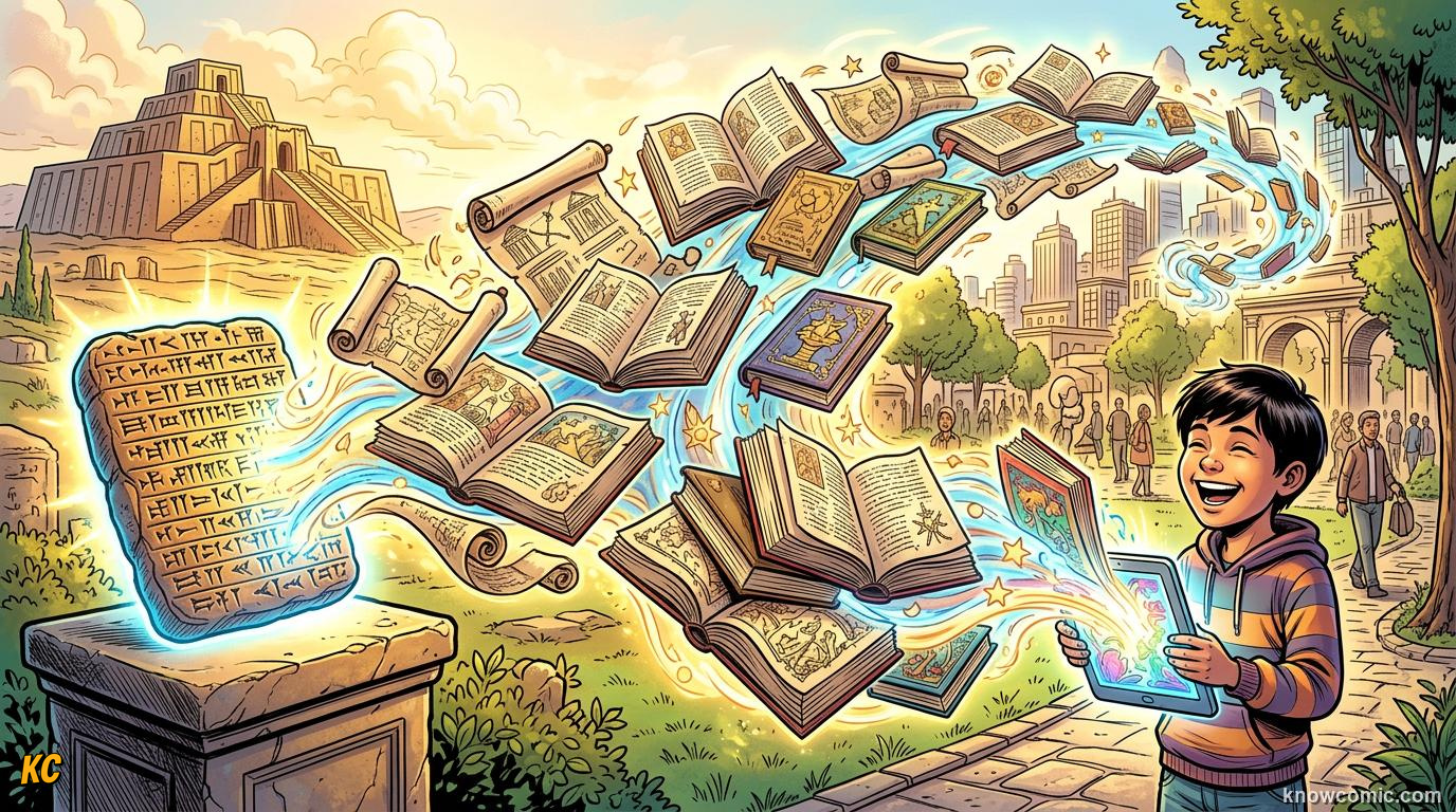 Origin of Writing comic panel: why it matters, writing changed everything