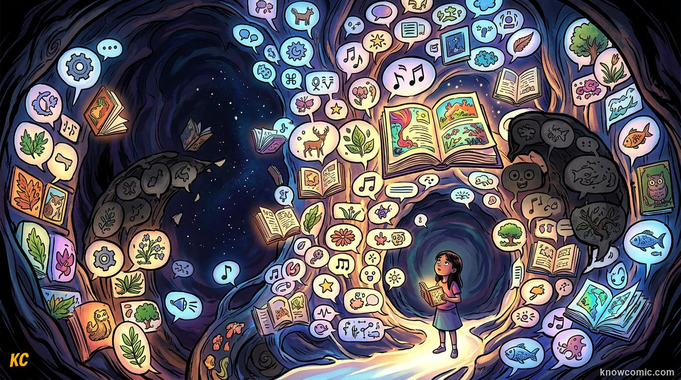 Dying Languages comic panel: more than words, a whole world vanishes