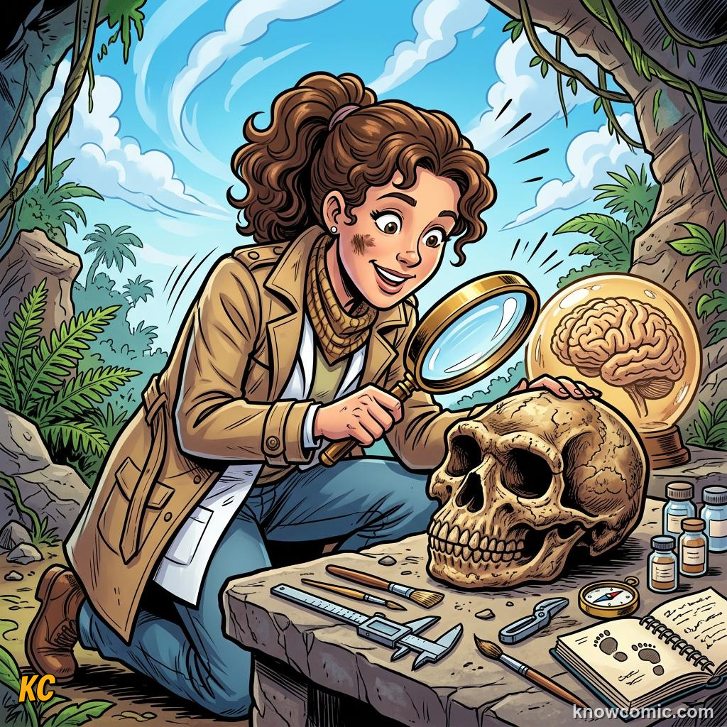How Language Evolved comic panel showing no fossils