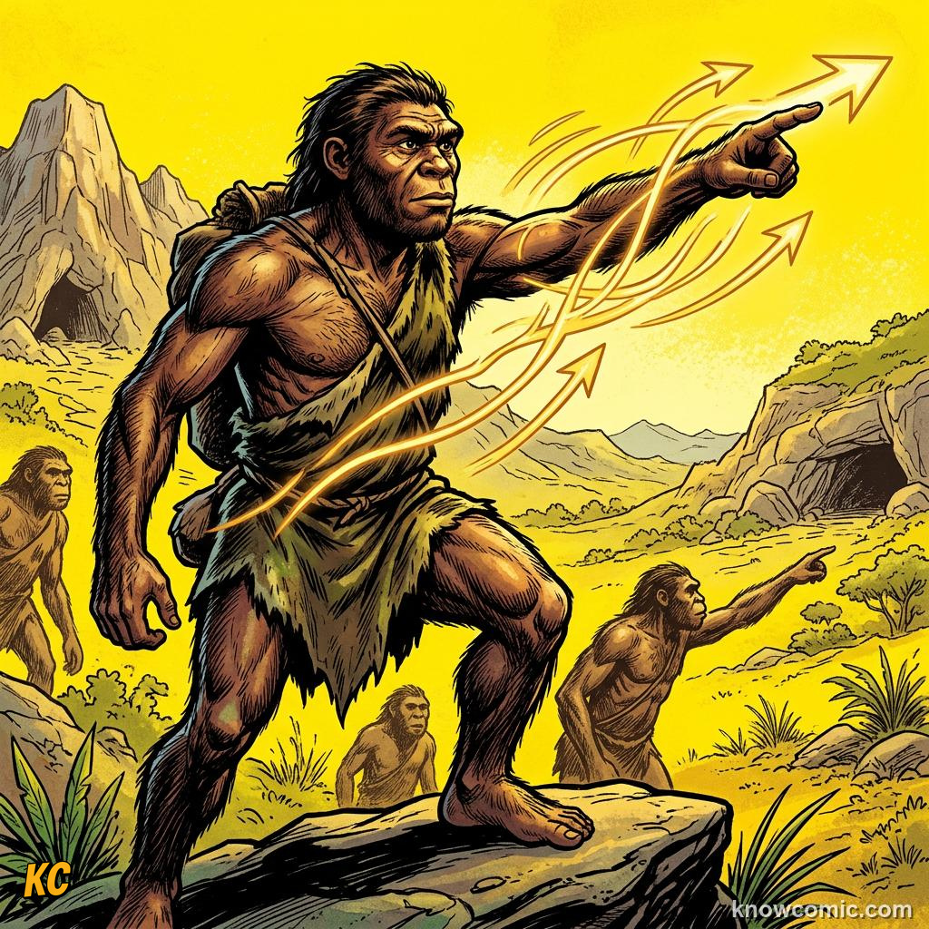 How Language Evolved comic panel showing gestures