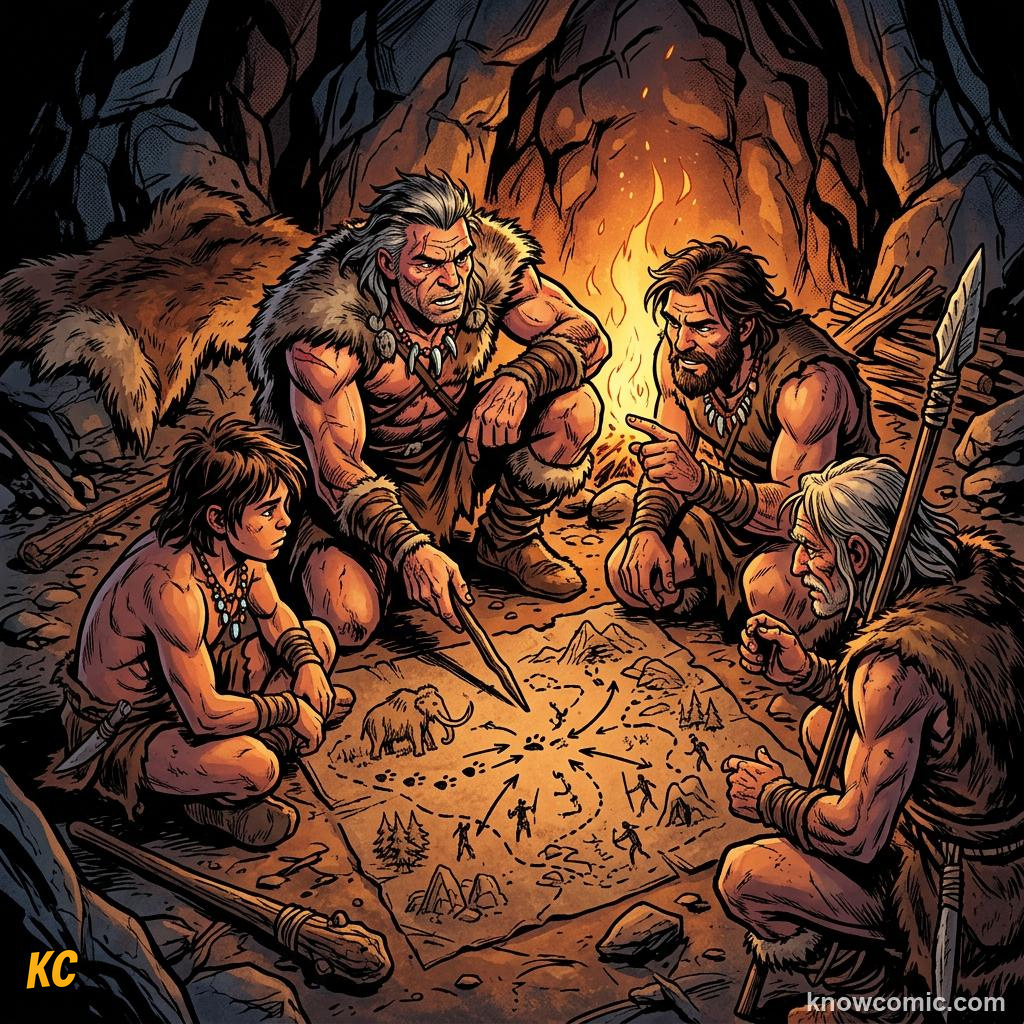 How Language Evolved comic panel showing plan together