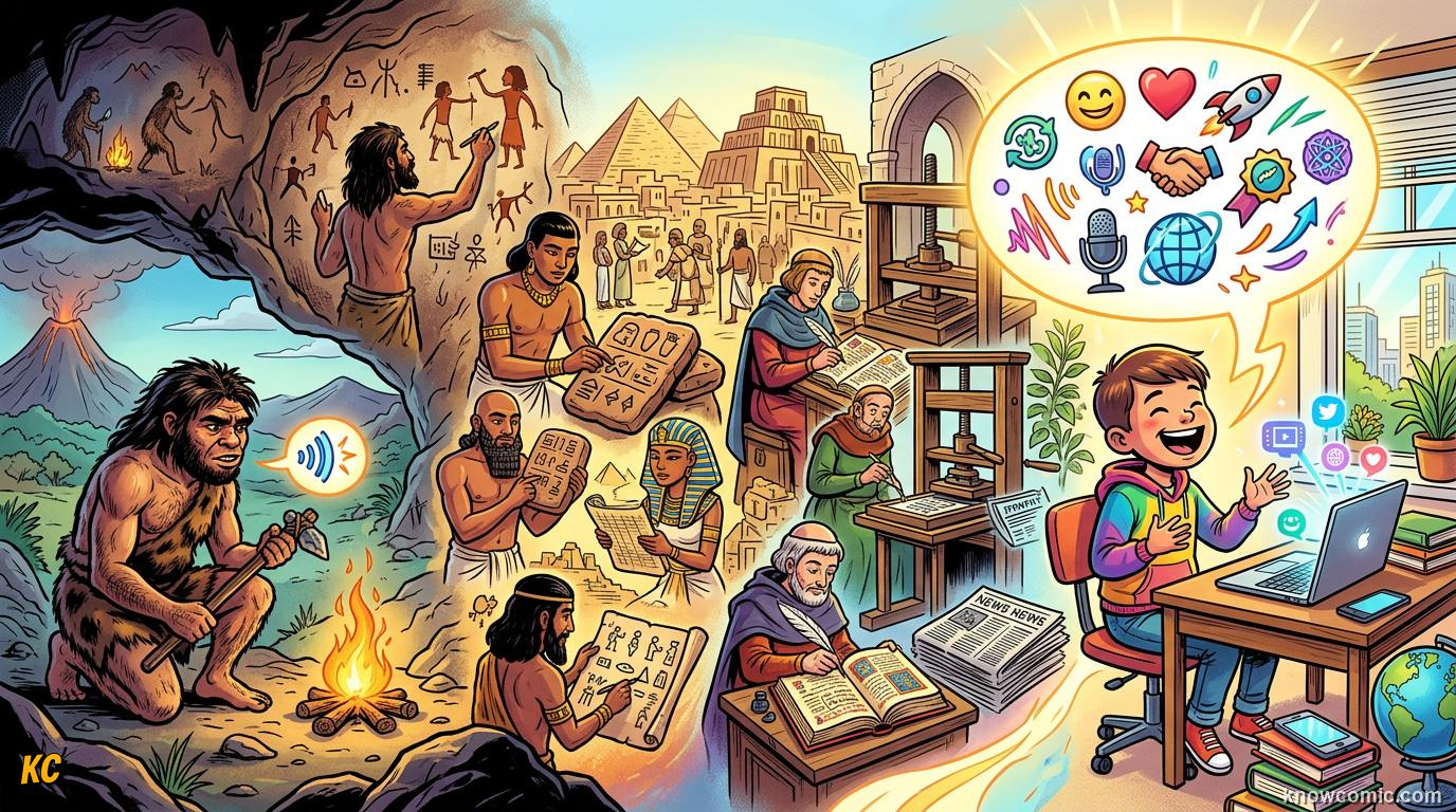 How Language Evolved comic panel: never finished, language is still changing