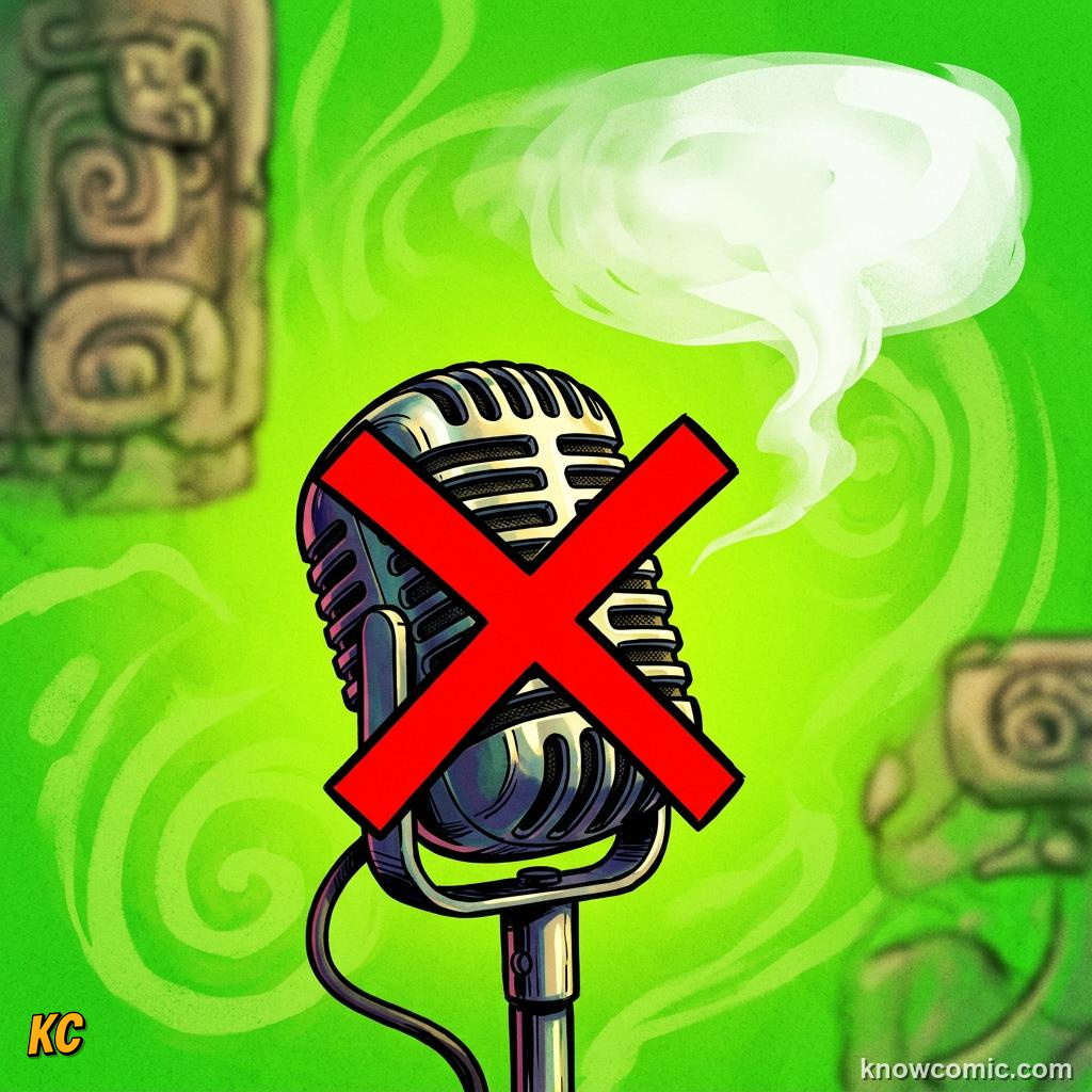 The World's First Words comic panel showing no recordings