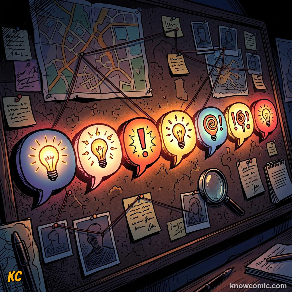 The World's First Words comic panel showing line them up