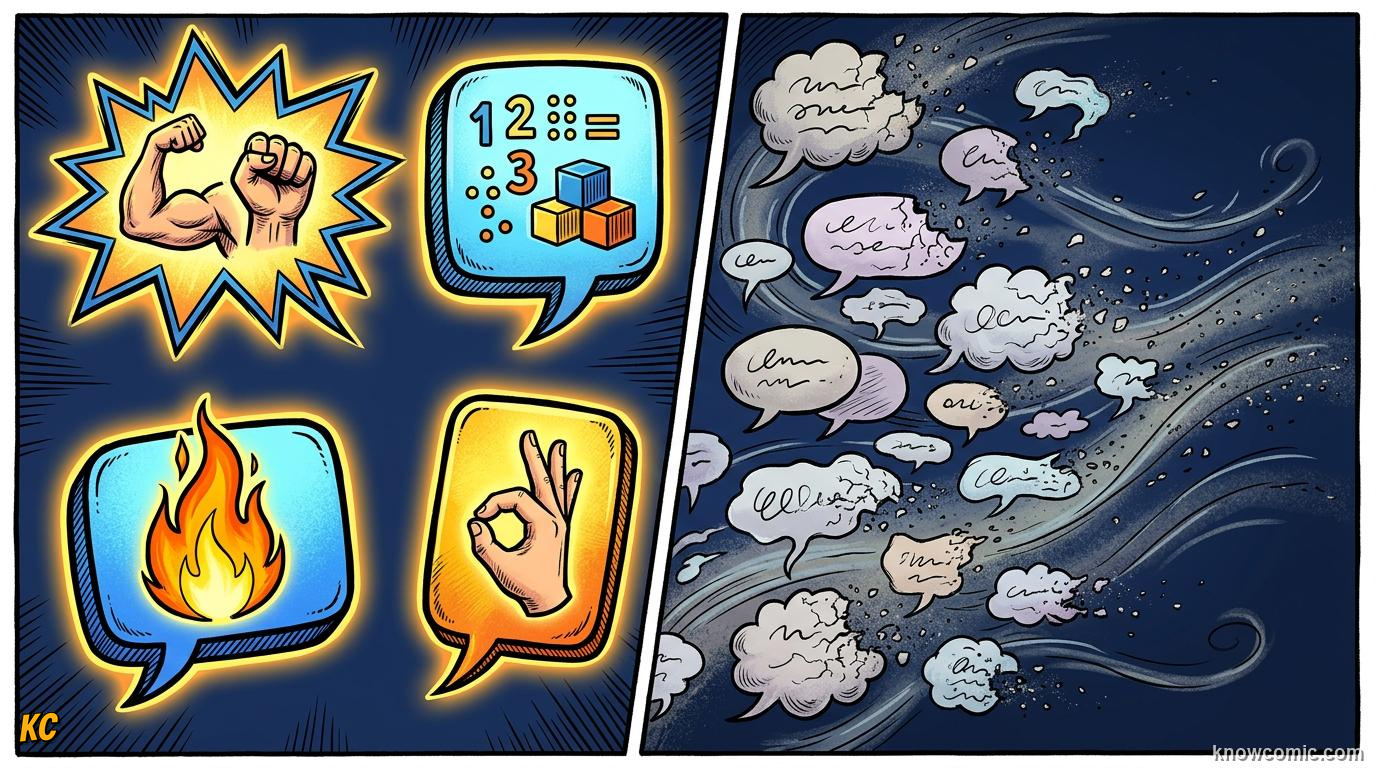The World's First Words comic panel: the secret, common words change slowly