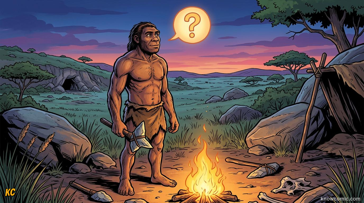 Homo Erectus Speech comic panel: meet homo erectus, an ancestor long before us