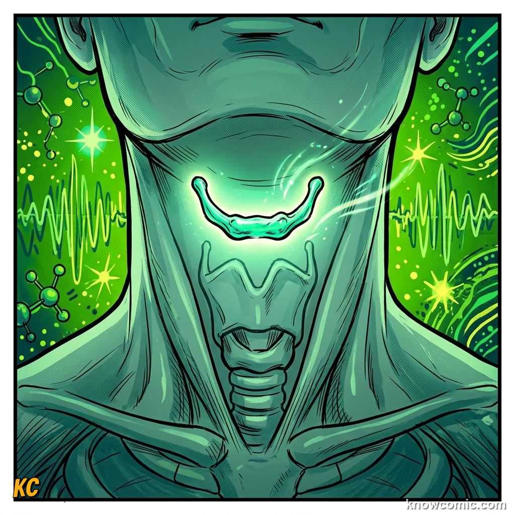 Homo Erectus Speech comic panel showing throat bone