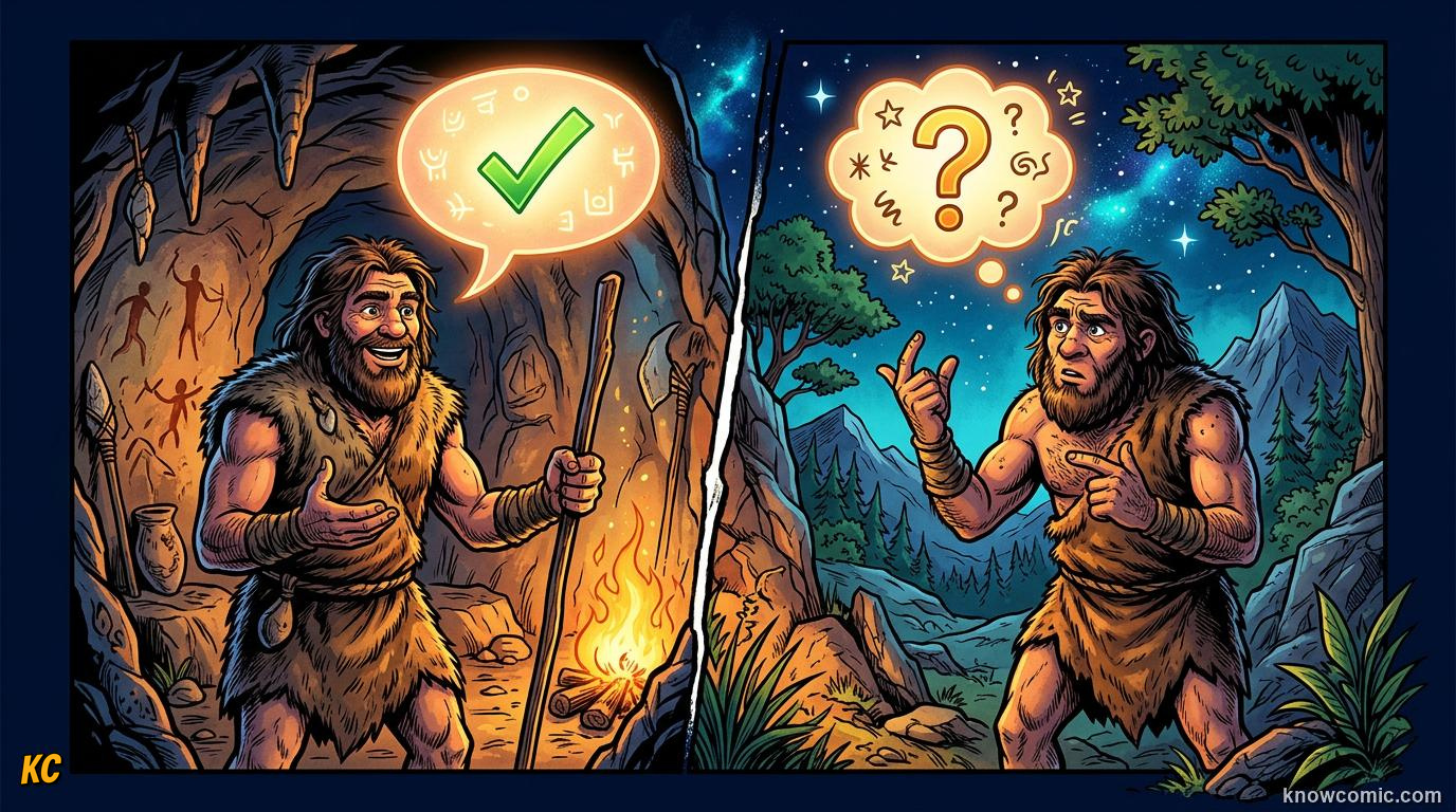 Homo Erectus Speech comic panel: yes or no?, scientists do not all agree