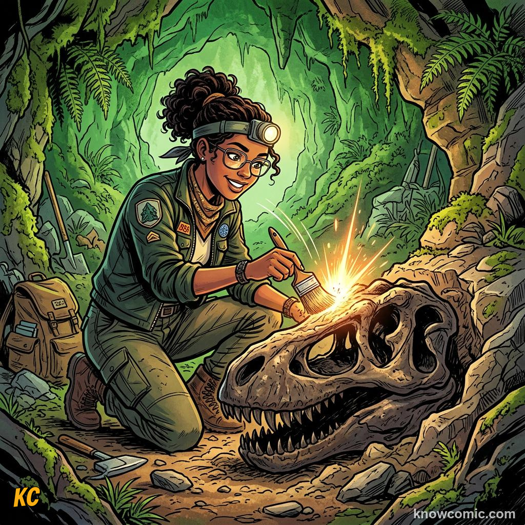 Homo Erectus Speech comic panel showing still searching