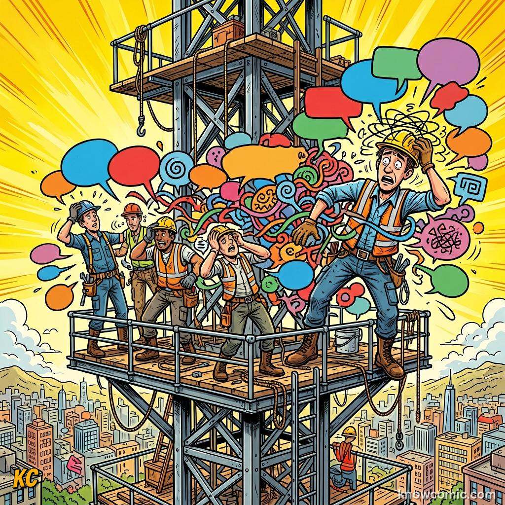 The Tower of Babel Myth comic panel showing the twist