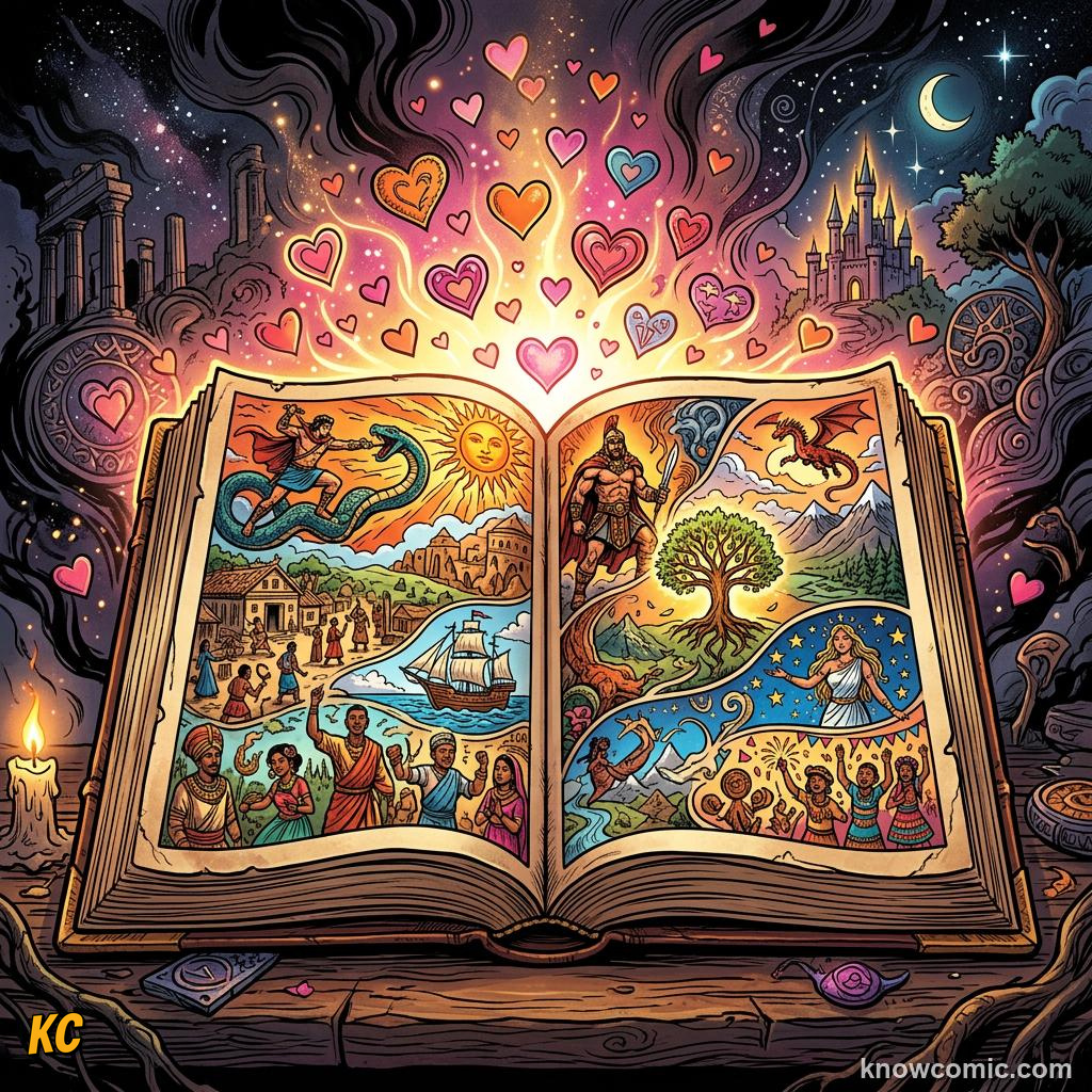 The Tower of Babel Myth comic panel showing myths