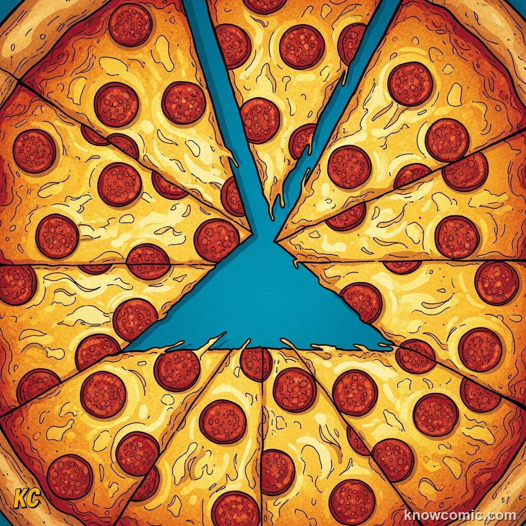 Pizza being divided into equal slices demonstrating the pi r squared area formula