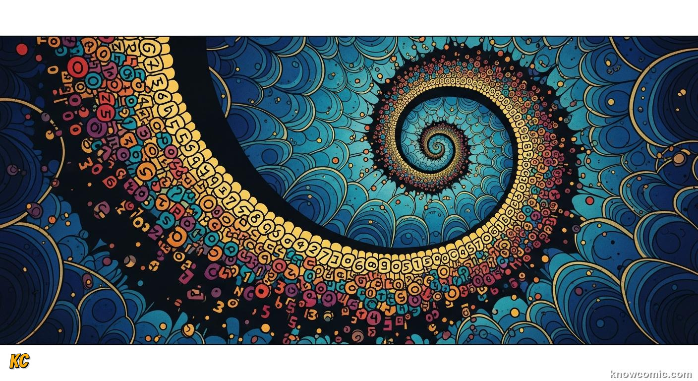 Endless non-repeating digits of pi streaming across the page showing its irrational nature