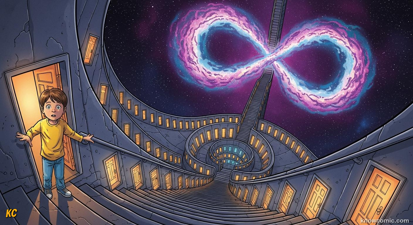 The infinity symbol floating in an endless cosmos showing infinity as a concept not a counting number