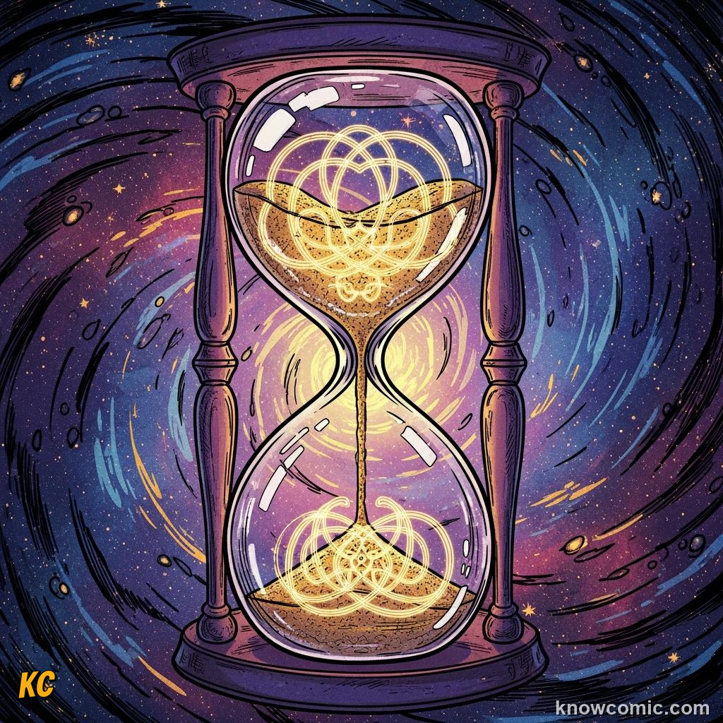 Hourglass with sand grains representing the endless process of counting without a final stop