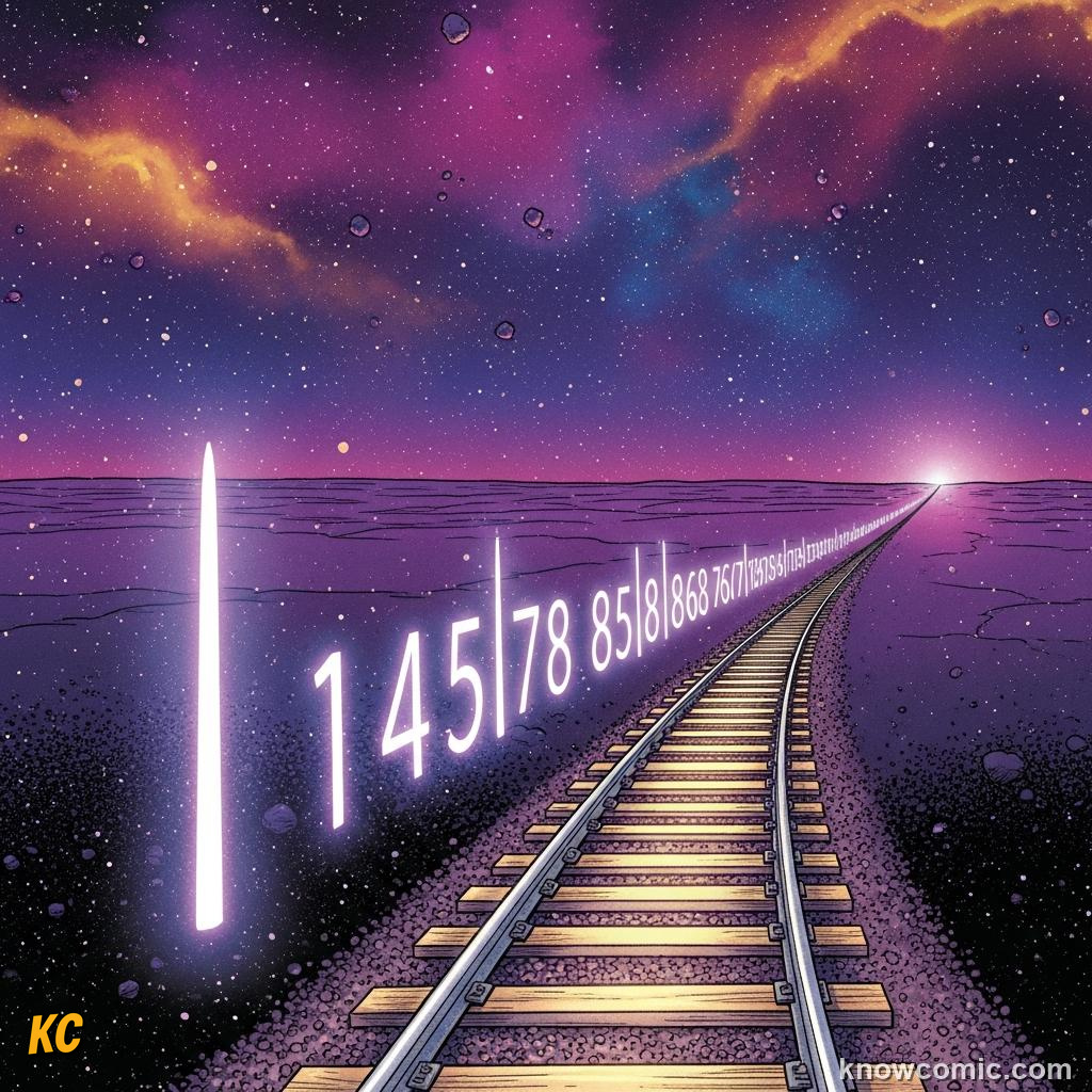 Number line showing integers and rational fractions both fitting into countable infinity