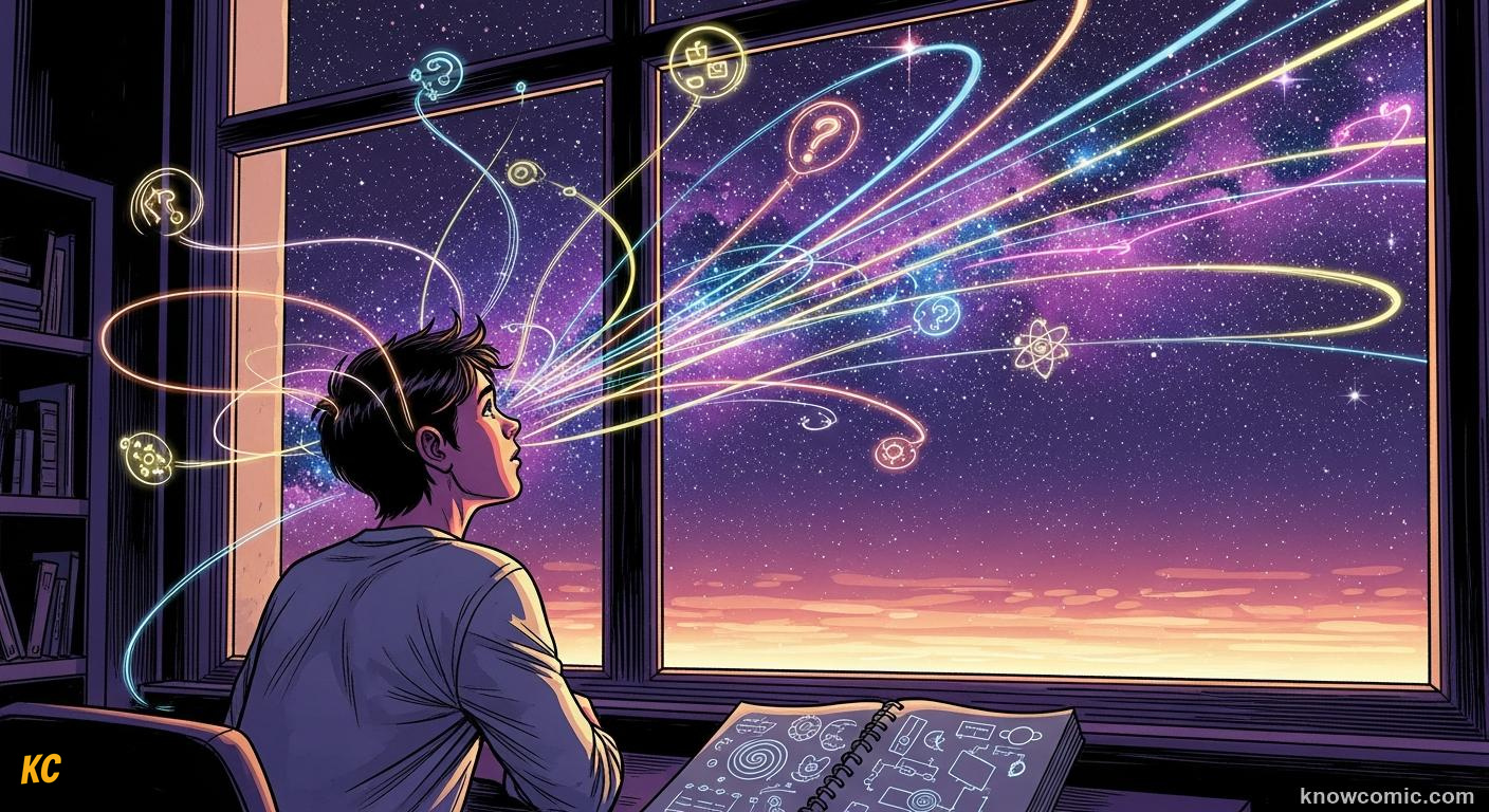 Mathematician gazing at infinite stars through a telescope pondering the sizes of infinite sets