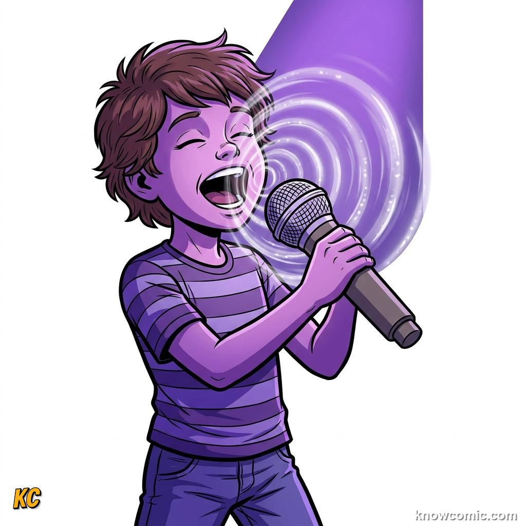 Comic illustration: human voice creating sound waves