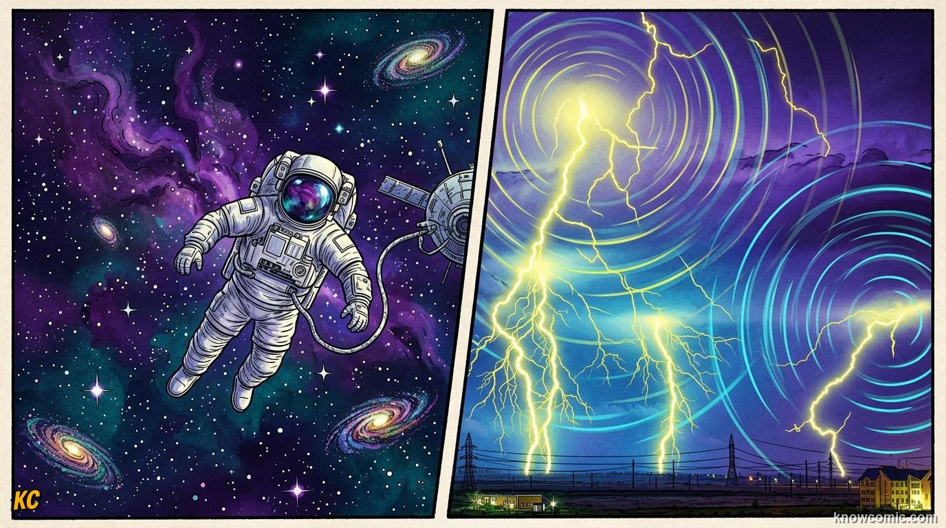 Comic illustration: silent vacuum of outer space