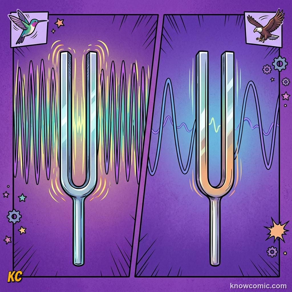 Comic illustration: frequency and vibrations per second