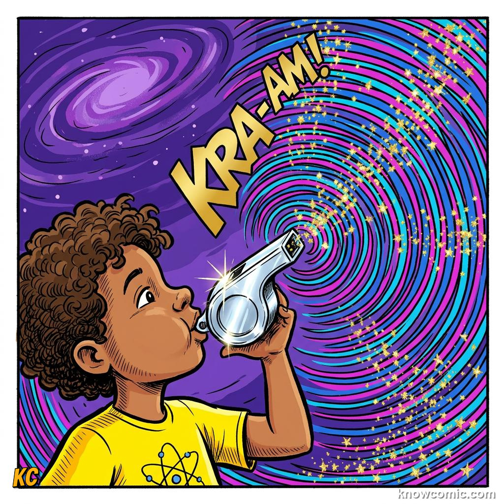 Comic illustration: fast vibrations creating a high-pitched whistle sound