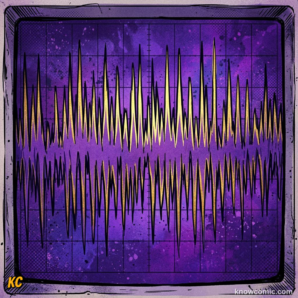 Comic illustration: tightly packed wave cycles showing high frequency