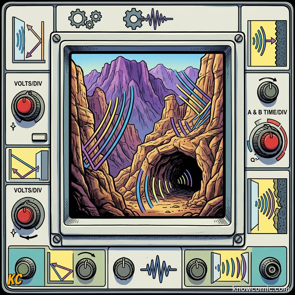 Comic illustration: preview of echoes and sound reflection