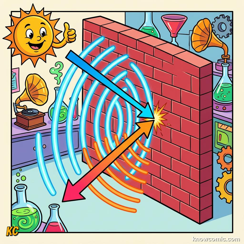 Comic illustration: soft carpet absorbing sound instead of reflecting it