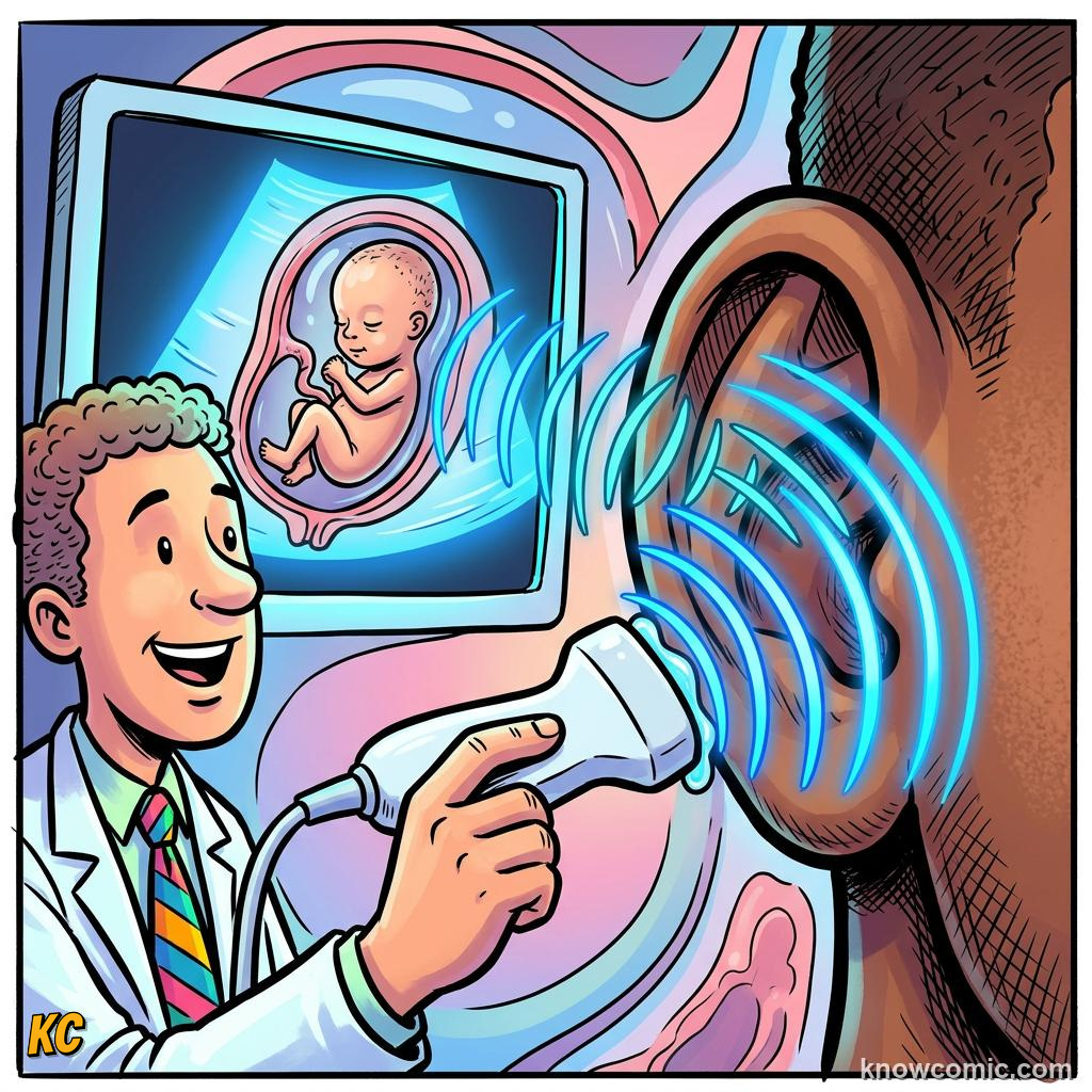 Comic illustration: many overlapping reflections creating reverberation in a large hall