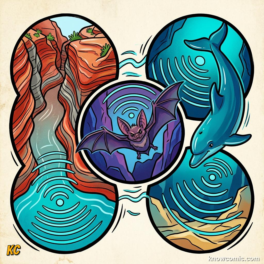 Comic illustration: key facts about echoes, reflection, and delay