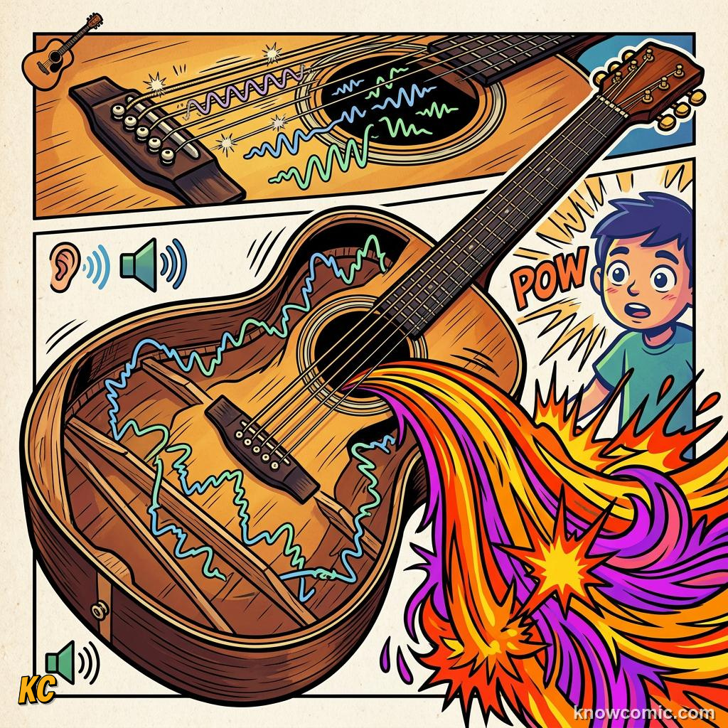 Comic illustration: incoming sound wave at a specific frequency