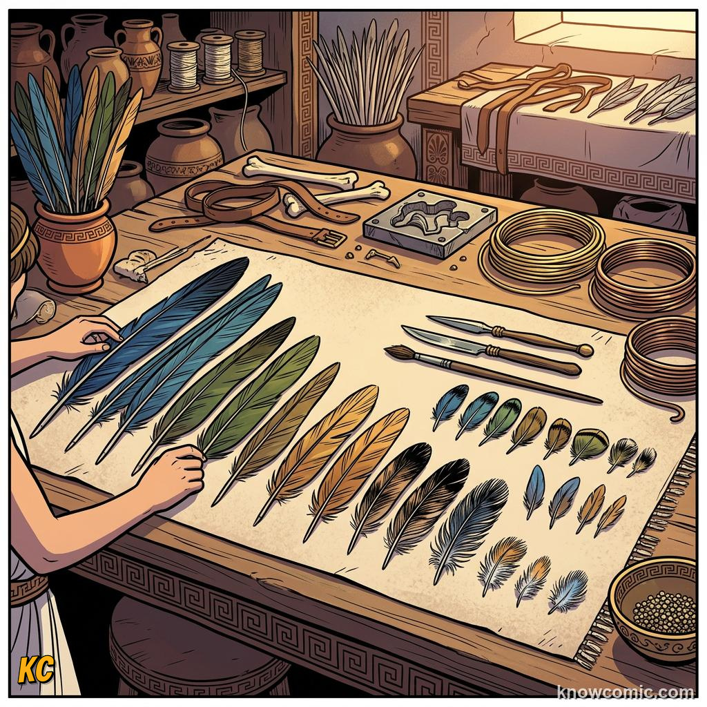 Comic panel about icarus: flying too close to the sun: A Father Plans Escape, Minos, educational kids illustration