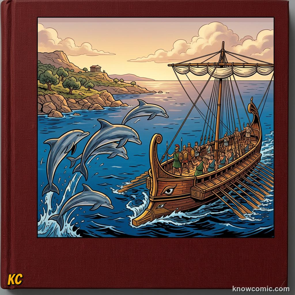 Comic panel about poseidon: lord of the sea: Realm, educational kids illustration