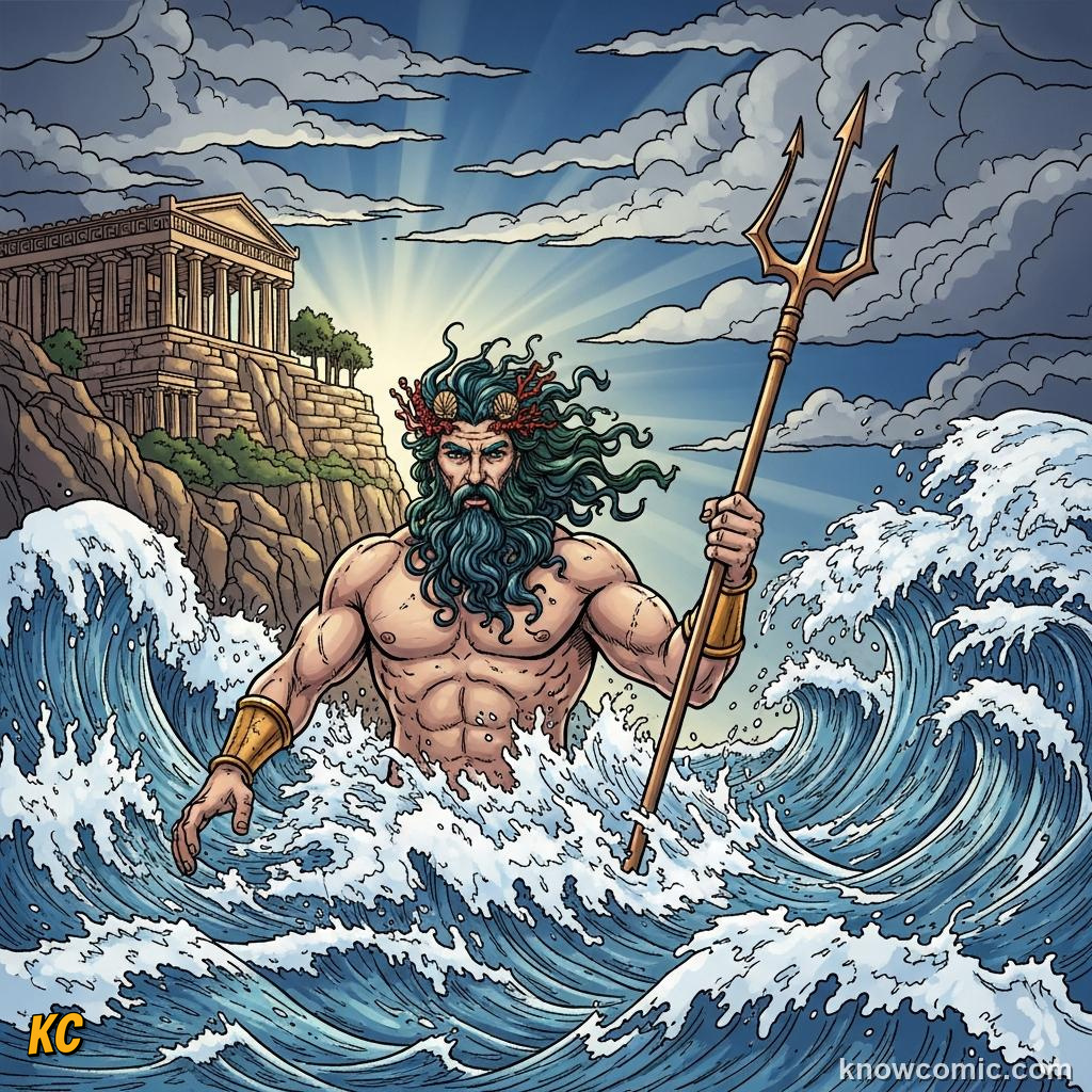 Poseidon ruling the sea after the three brothers drew lots