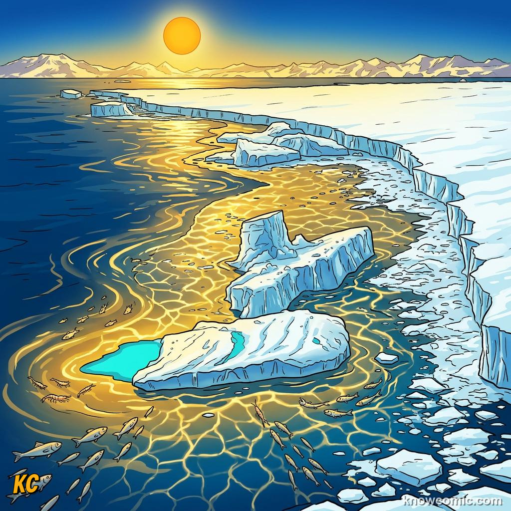 Comic bright sun warming the ocean surface layer