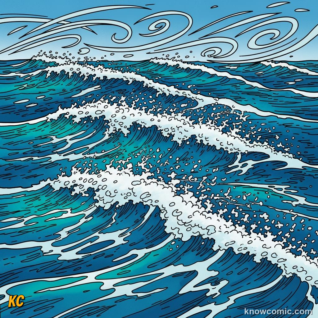 Trade winds blowing across the ocean surface and dragging the water layer below
