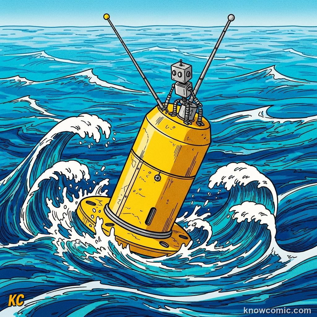 An Argo float profiling ocean temperature and salinity at different depths below surface