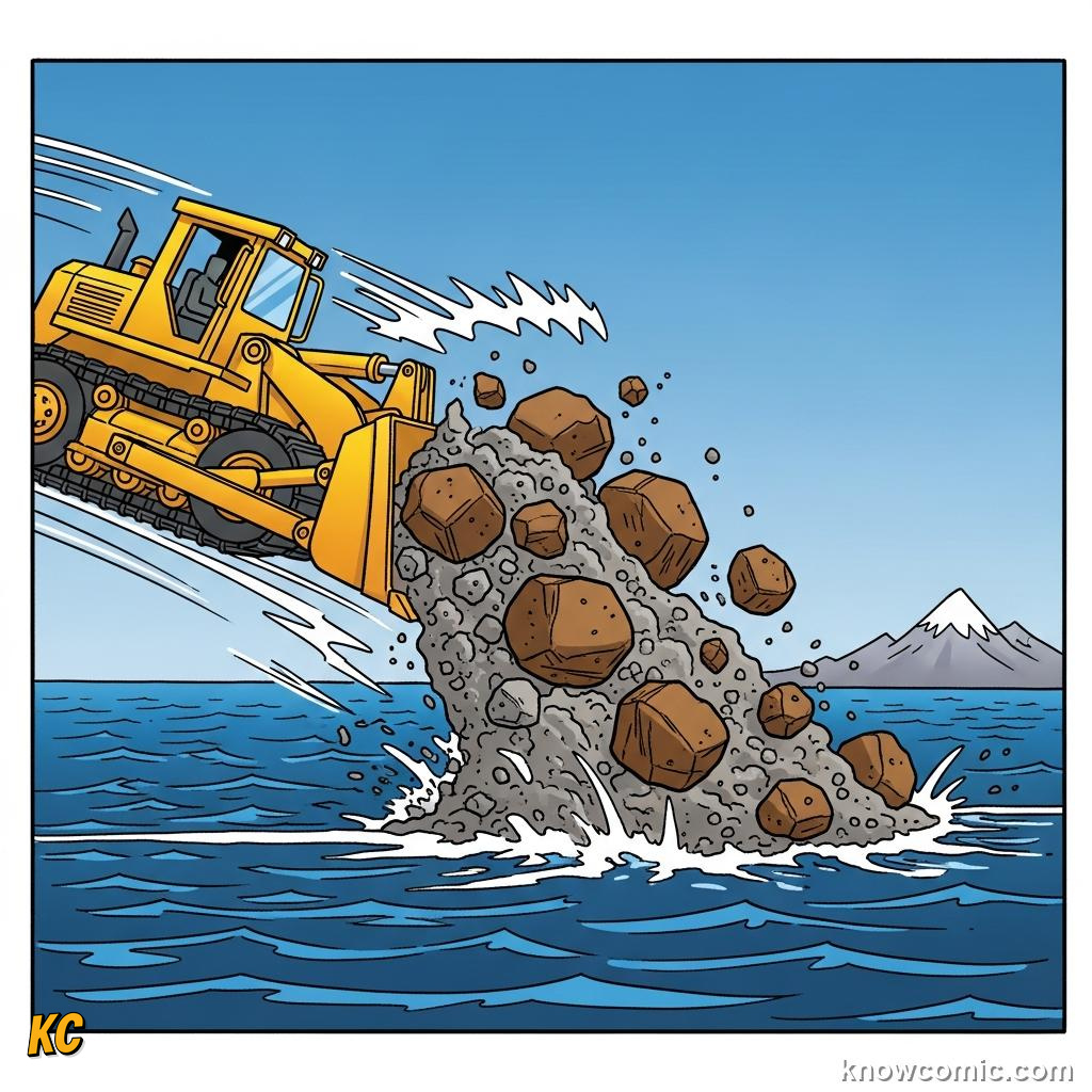 Thought experiment illustration showing flattened continents still leaving kilometres of ocean above