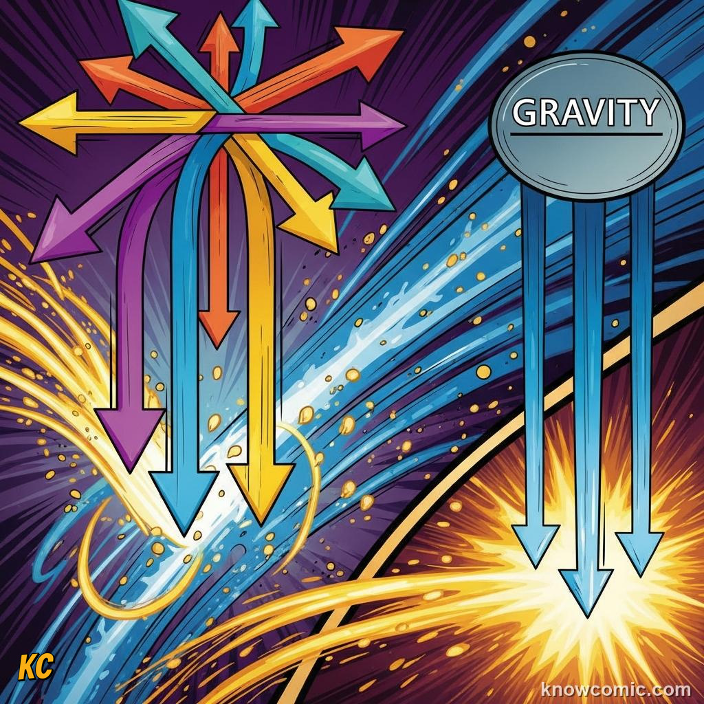 Comic illustration: KEY TO PHYSICS, PHYSICS DEPENDS ON IT