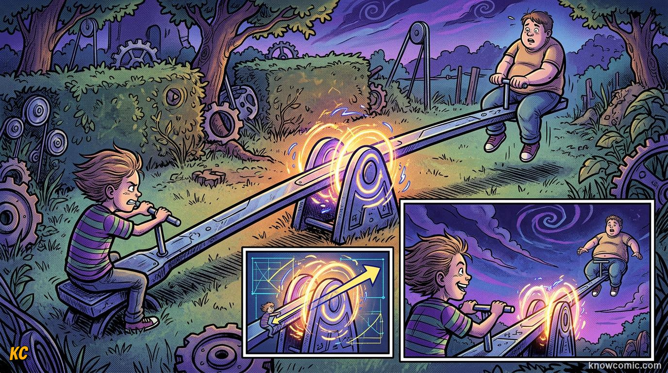 Comic illustration of torque as a turning force on a wrench