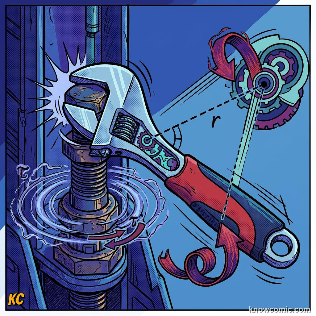 Comic illustration of torque measured in newton-metres