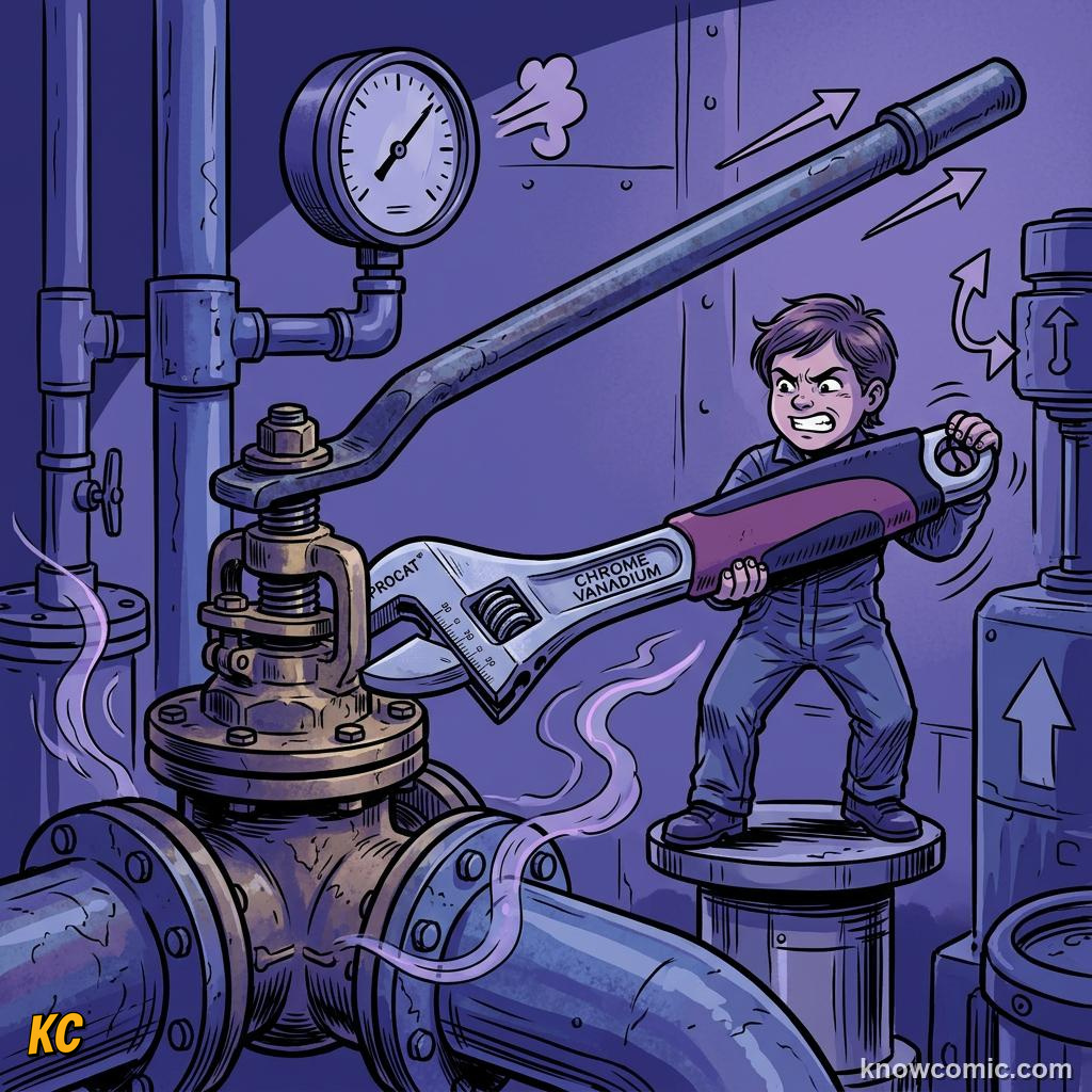 Comic illustration of angular rotation and torque
