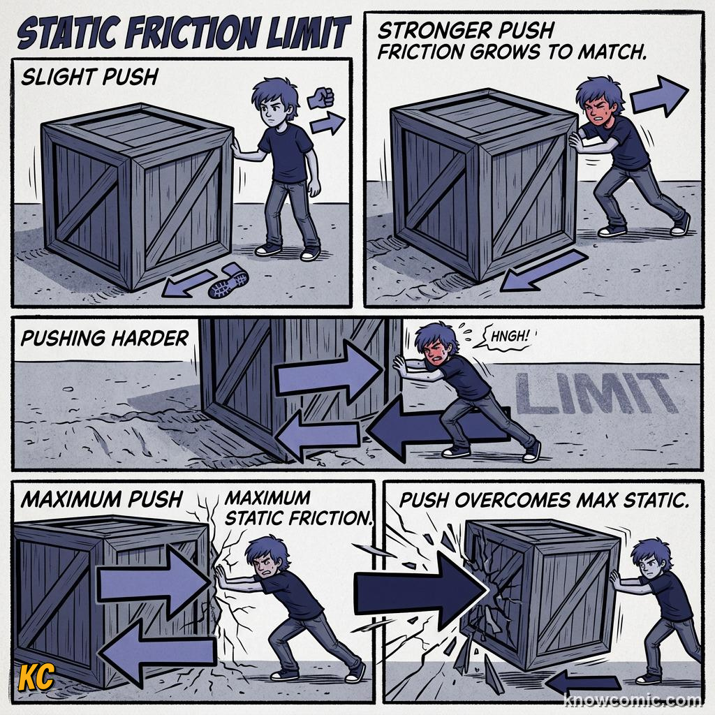 Comic illustration of kinetic friction during sliding
