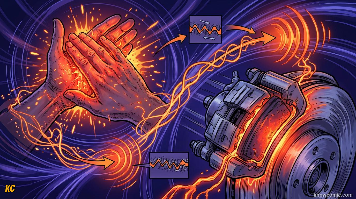 Comic illustration of surface roughness affecting friction