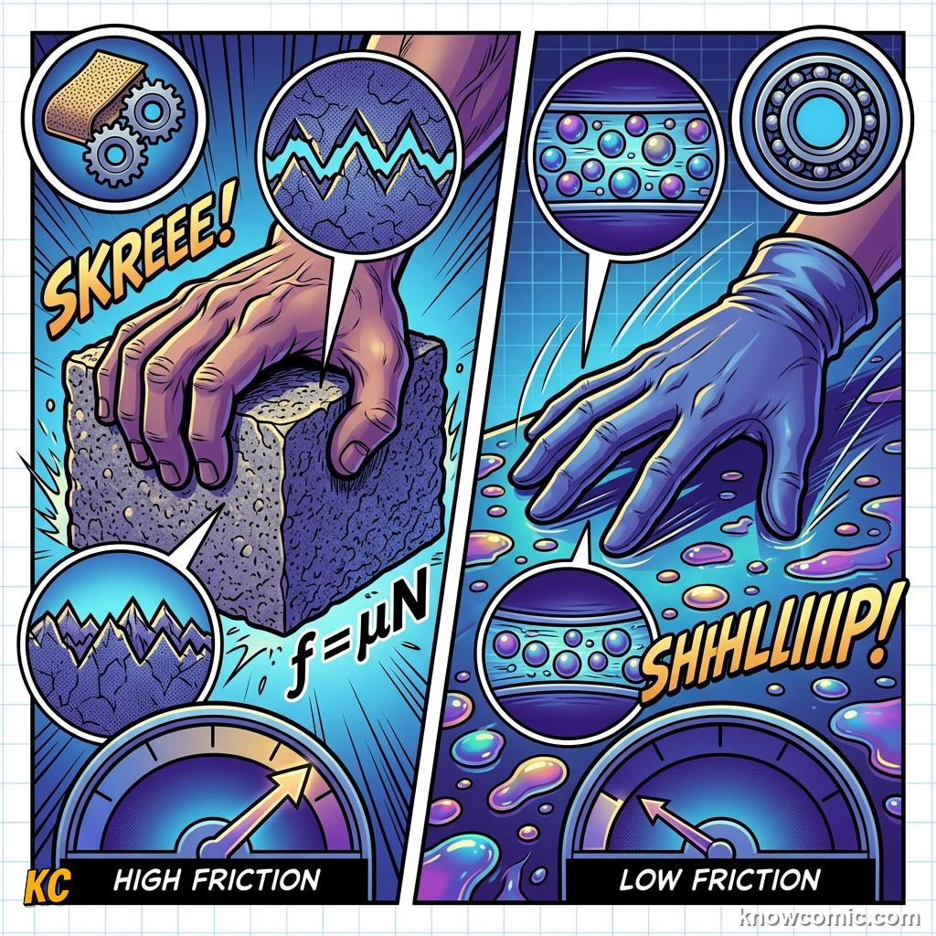 Comic illustration of friction in sports footwear